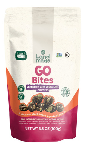 Land Made Go Bites Arándano Chocolate Avena Y Semillas 100g