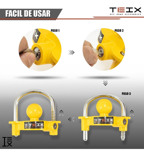 Imagen 8 de 10 de Candado De Colple Seguro Para Remolque Con Llave Marca Teix