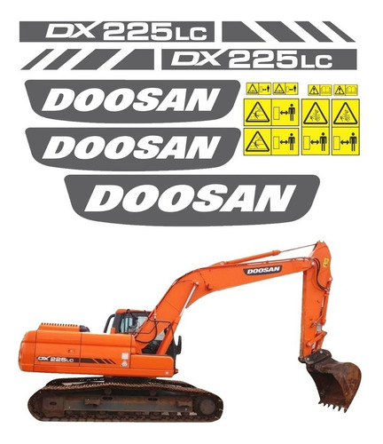 Adesivos Escavadeira Doosan Dx 225lca Dx225lca Ca-00373 Mq Cor