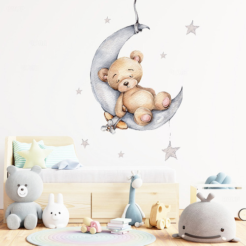 Vinil Decorativo Infantil Cuarto Bebé Osito Conejito Fácil 