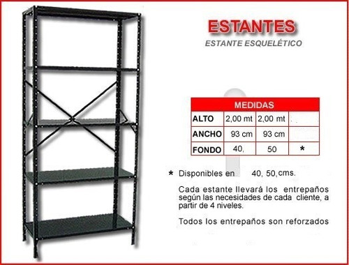 Estantes Metálicos Reforzados 0,30*0.93x2,00 Ref 50