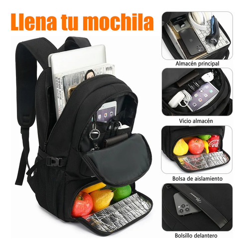 Mochila Antirrobo Impermeable 15.6 Pulgadas Portátil Almuerzo Y Equipo Usb Integrado