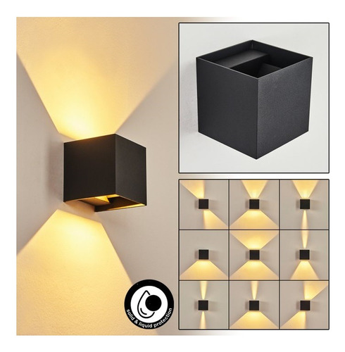 Aplique Led 15w Cubo Luz Cálida Efectos Ajustables Int/ext