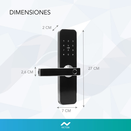 Imagen 5 de 5 de Cerradura Digital Biométrica Smart Nictom Cs01 Wifi Ah