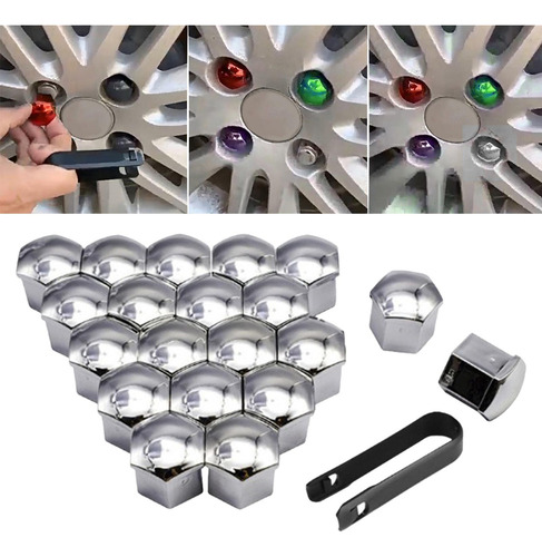 20 Piezas De Cubiertas De Tuercas De Rueda De Plata 17mm
