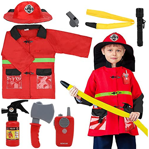 Disfraz De Bombero Niños Accesorios Completos De Jugue...