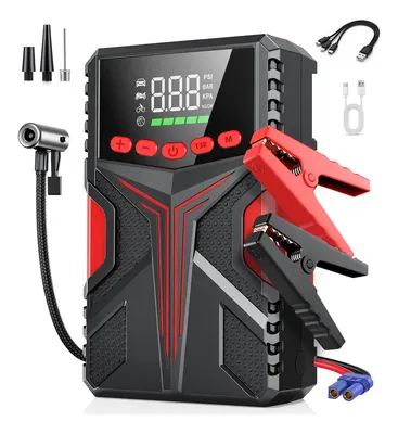 Auxiliar De Partida 6000A Carregador De Portatil 35000mah MAIZHELUN Power Bank Compressor Ar Inteligente De 150psi Com Inflador Rápido, Visor e Luz Led Para Motocicletas, Carros e Automóveis
