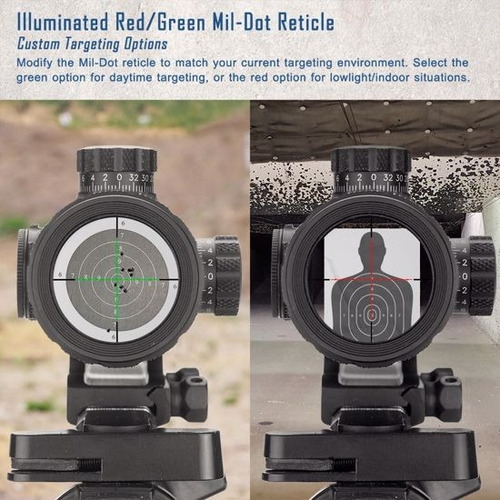 Mira Táctica Telescópica 1-4x28 Aeg Iluminada Rifle