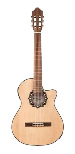 Guitarra criolla clásica Fonseca 39KEC para diestros natural brillante