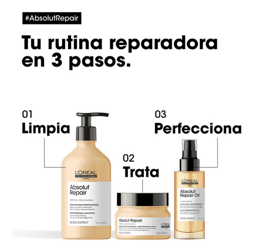 Imagen 3 de 7 de Máscara Absolut Repair Reparación Loreal Pro 250 Ml