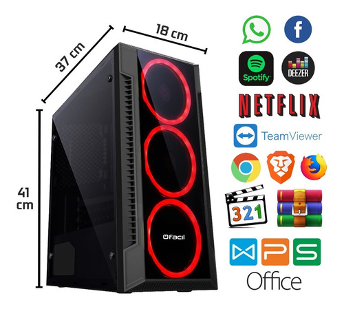 Imagem 4 de 5 de Pc Gamer Barato Completo Intel I5 16gb Ssd 240gb Monitor 21
