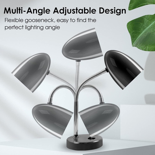 W Lámpara De Escritorio Led, Cuello De Cisne Flexible Con