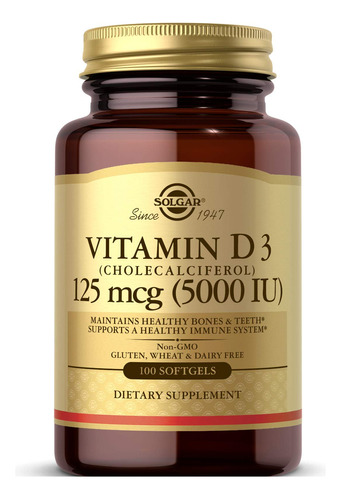 Vitamina D3 125 Mcg 5000 Ui Huesos Y Dientes 100 Cap