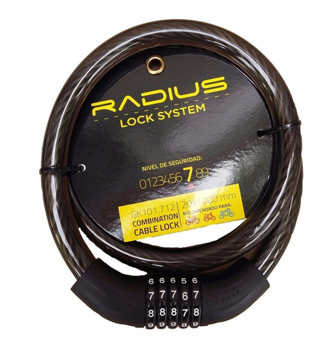 Imagen 1 de 2 de Linga Seguridad P/ Bici Radius 20mm Cerradura Combinación