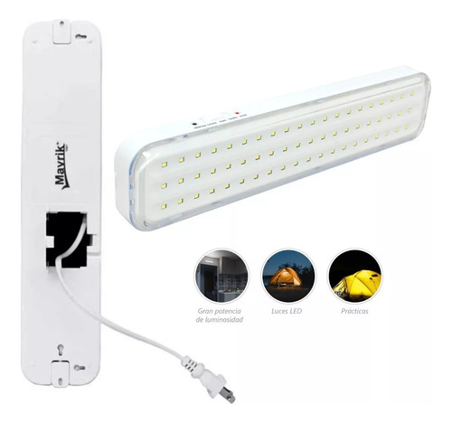 Lámpara De Emergencia Recargable Extra Plana 60 Leds