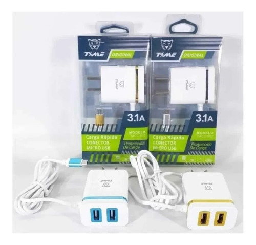 Imagen 2 de 2 de Cargador Celular Carga Rapida 3.1a Micro Usb +2 Usb