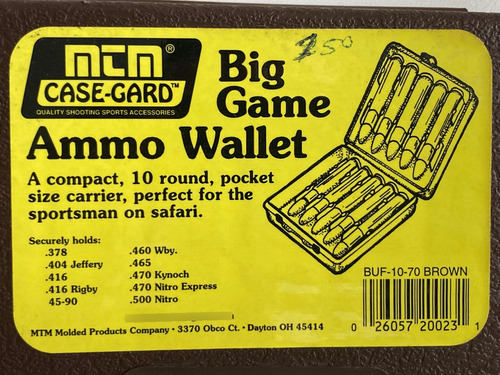 Estuche Petaca Caja Balas Municiones Mtm Usa 378, 404. Rifle