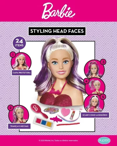 Barbie Busto Com Maquiagem E Acessórios Para Fazer Penteado