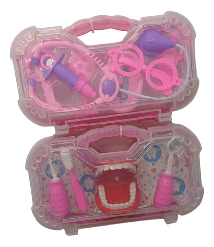 Conjunto Rosa Maleta Medica E Dentista Infantil Mini Doutor