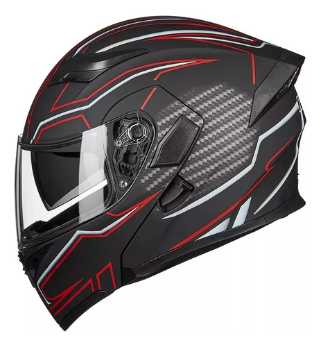 Casco Modular Ilm 902l Negro Mate Con Luz Led Rider1