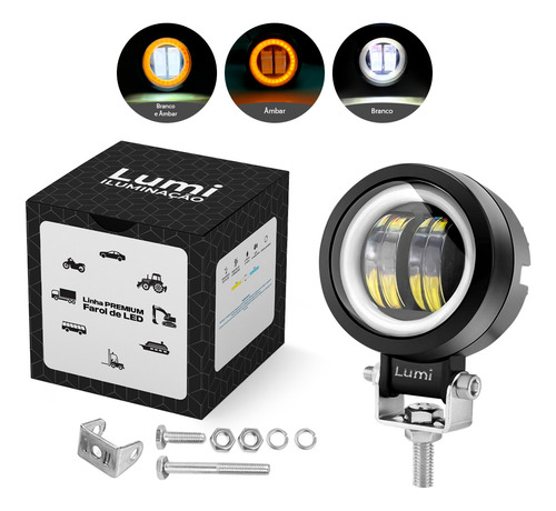 Par Refletor Holofote Luminaria Farol 2 Leds 12v/24v Cor Da Carcaça Preto Cor Da Luz Branco-frio Angel Amarelo Lumi