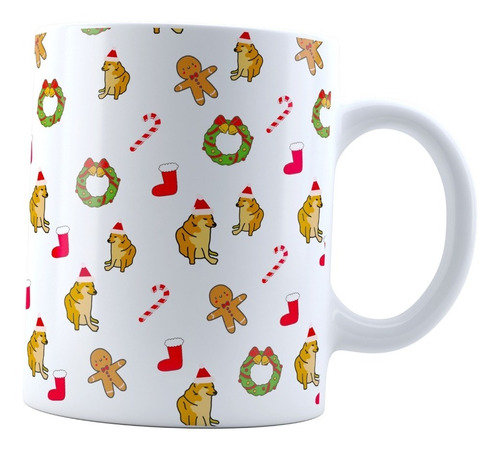 Taza Cheems Navideño Meme Perrito Café Té