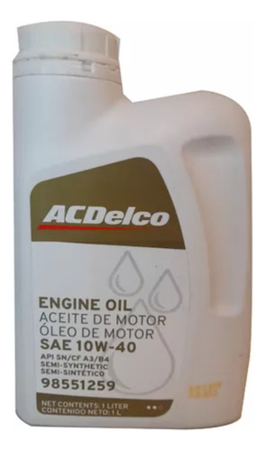 Bidon Aceite Semisintetico Acdelco 1lt 10w40 Original