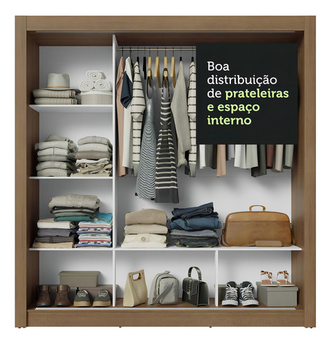 Guarda-roupa Casal 3 Portas De Correr Nobre Madesa Cor Rustic/Cinza