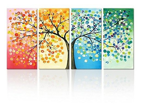 Kreative Arts - 4 Seasons Colorful Lucky Tree Painting