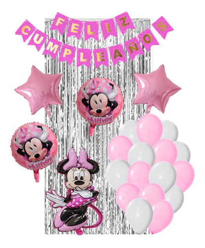 Set De Globos Minnie Mouse Decoración De Cumpleaños