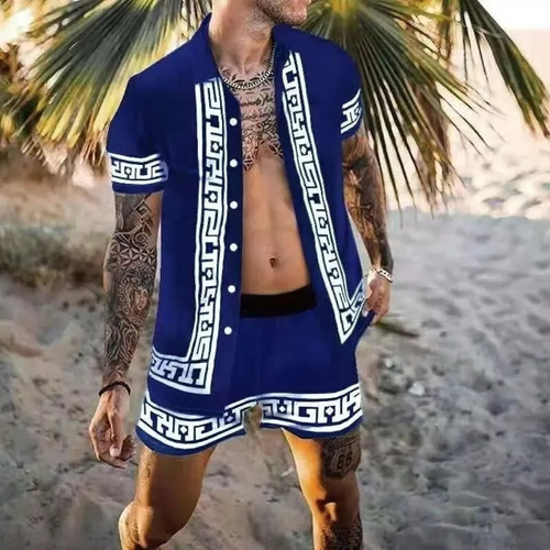 Conjunto De Camisa De Playa Hawaiana Vintage Para Hombre [u]