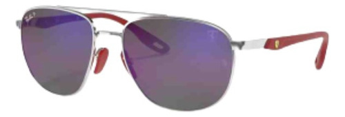 Óculos De Sol Prata Ray Ban 0rb3659m F031h057 Cor da haste Vermelho Cor da lente Azul/Espelhado Desenho Liso