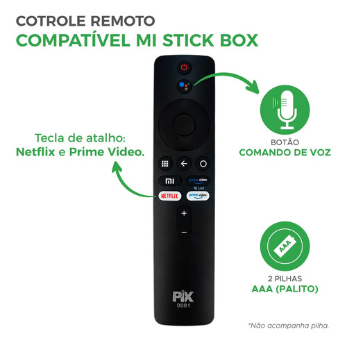 Controle Remoto Comando De Voz Compatível Mi Stick Box