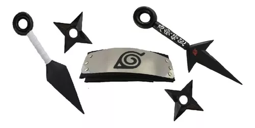 Bandana Naruto Aldeia Folha Infantil + Kit Kunai C/ Shuriken