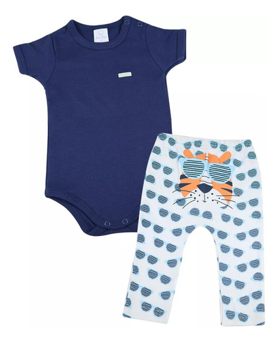 Conjunto Body E Calça Bebê Menino Fun Piu Piu