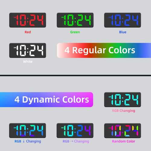 Reloj De Pared Digital Led Pantalla Rgb, Dígitos Grand...