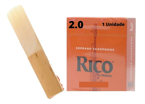 Palheta Sax Soprano Rico 2.0 Ria1020 Unidade