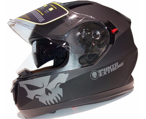 Casco Pista Doble Visor Punto Extremo Xr600 Negro Mate 2019 