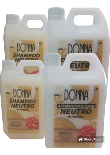 Combo 2 Shampoo+2 Acondicionador Neutro Donaa X1lt C/u