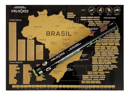 Imagem 3 de 10 de Combo 2x Mapa Mundi + 1x Mapa Do Brasil Unlocked Sem Moldura