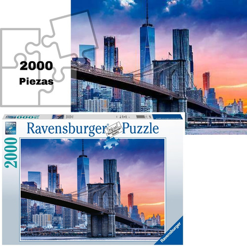 Imagen 3 de 7 de Rompecabezas Ravensburger 2000 Pzs De Brooklyn A Manhattan