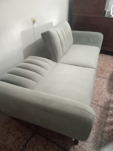 Sofacama De Una Plaza Gris Claro Liso (Usado)