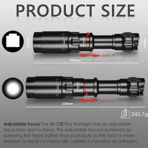 Lanterna De Caça Lente Fresnel Led Vermelho Dimer