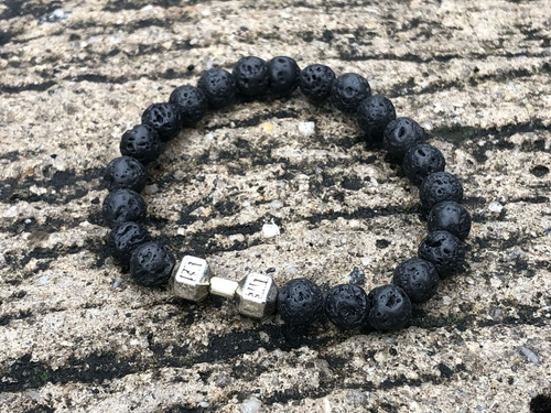 Pulseira De Pedra Vulcânica Presente Com Halter Masculina