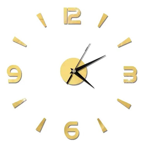 Reloj De Pared 3d Grande Dorado Minimalista Regalo 60-80cm