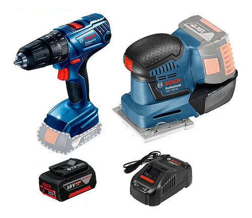 Taladro Percutor Inalambrico 13mm +lijadora Gss 18v-10 Bosch