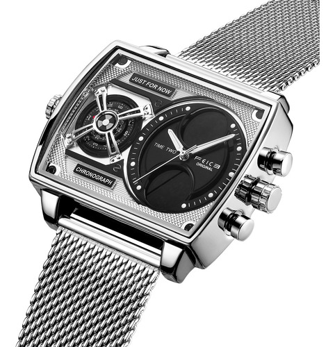 Reloj Feice Fk814 Hombre Acero Inoxidable Plateado