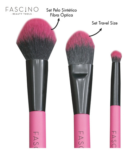 Imagen 2 de 8 de Set 3 Brochas Y Pinceles Make Up Crueltyfree+ Pouch Fascino