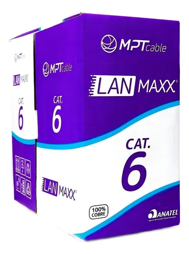Cable de red LAN Utp 23 Awg 4p Cat6 100% cobre Mpt CX305m