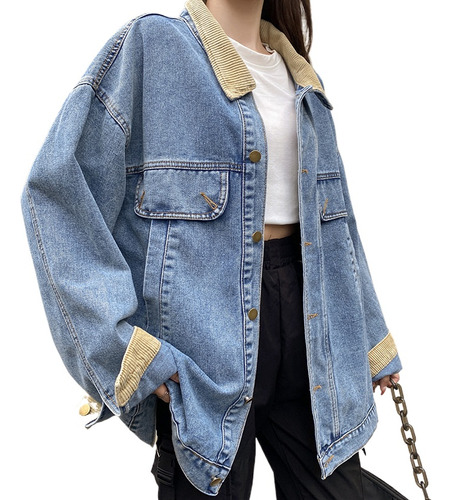 Nueva Chaqueta De Jeans Para Mujer, Chaqueta De Pana Con Pat